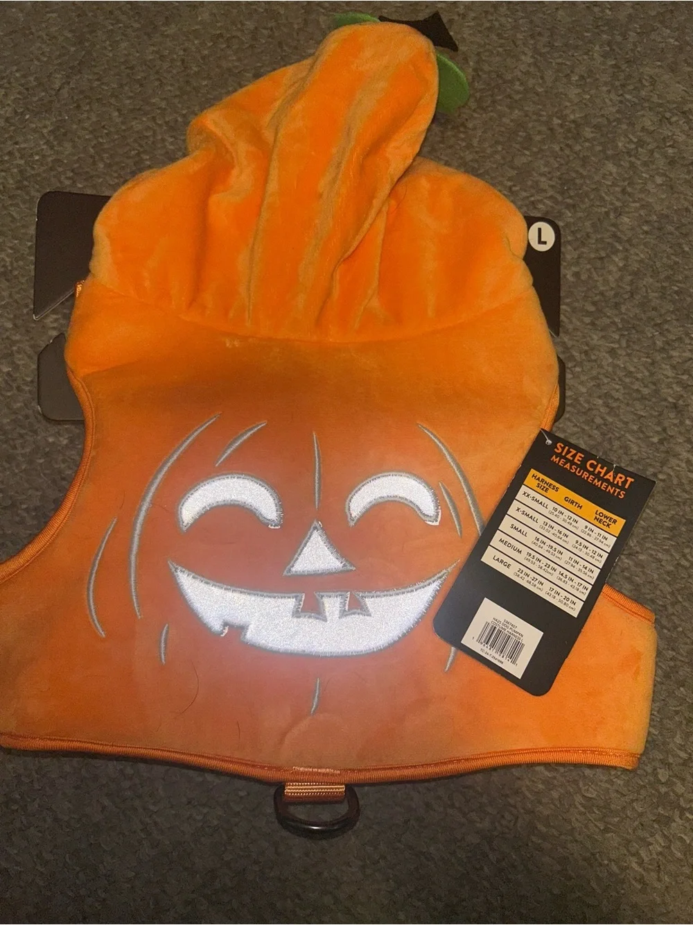 Pet Orange Reflective Pumpkin Hooded Vest costume
